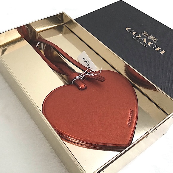 Coach Accessories - COACH Leather Heart Bag Ornament Charm New With Tag